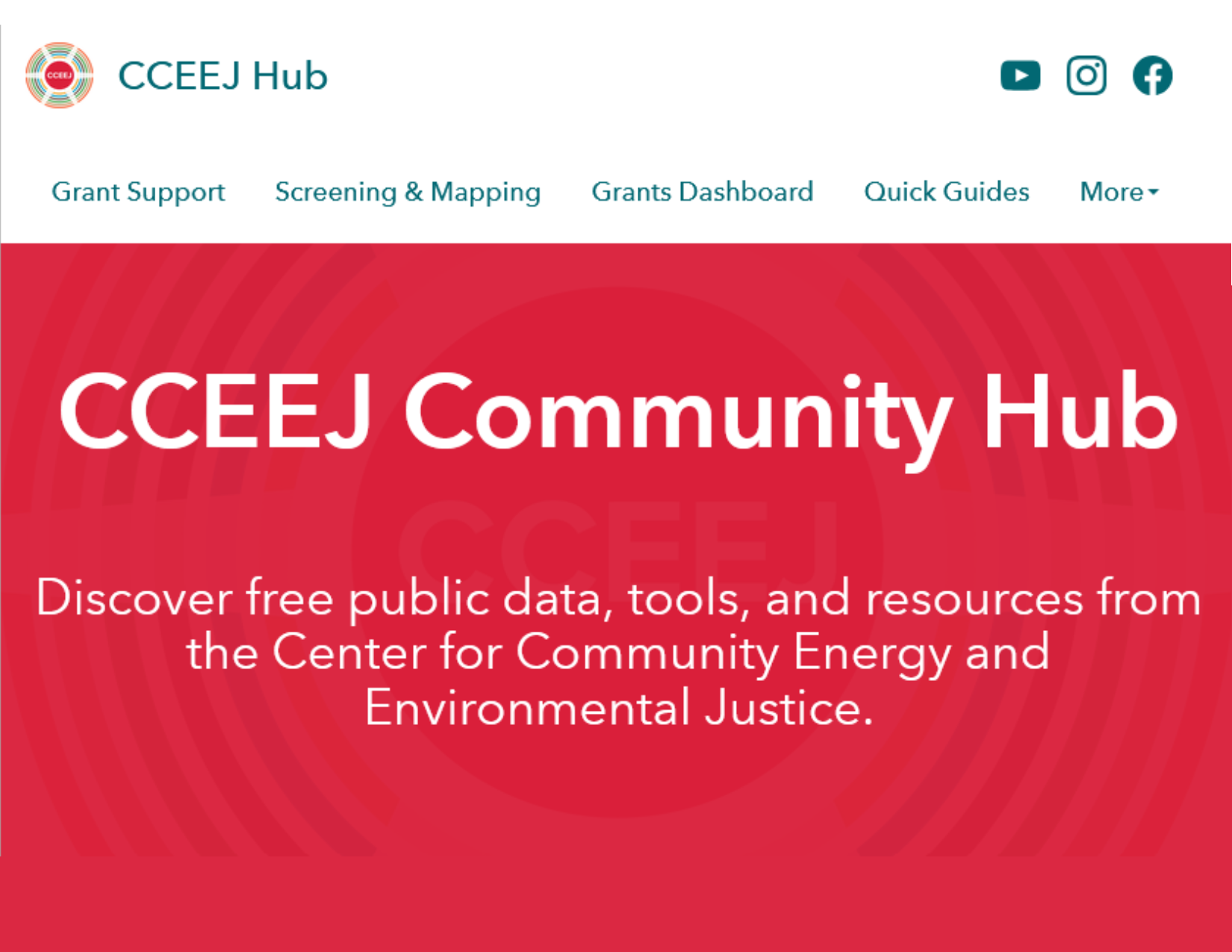 image of CCEEJ Hub landing page